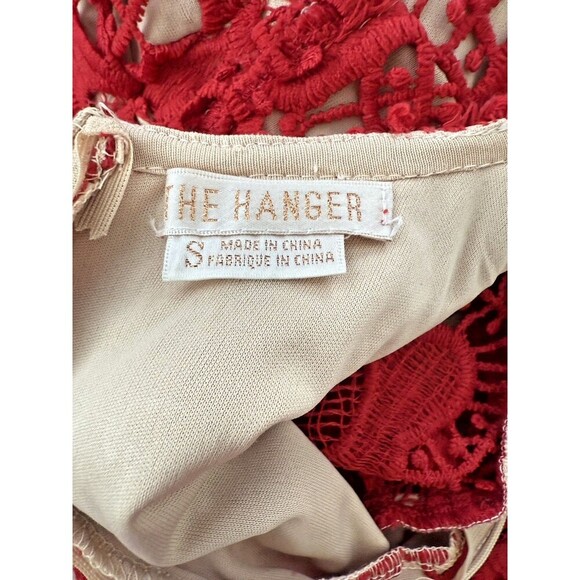 WOMEN RED DRESS FLAPPER LACE SHORT SLEEVE ZIPPER CASUAL SIZE S - Picture 4 of 10